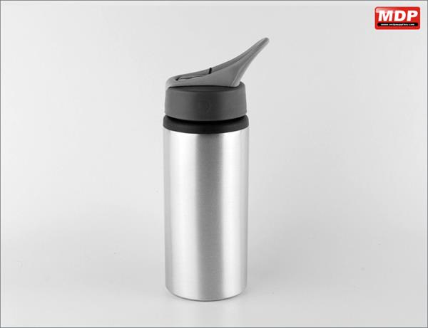 Alu Sport Bottle With Straw 600ml Silver - Single
