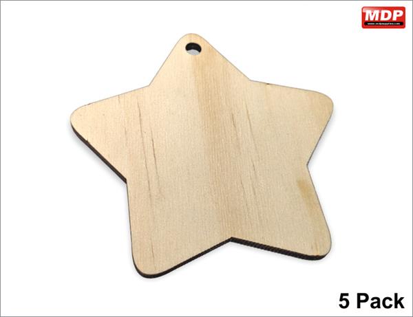 Dye Sub Wood Christmas Stars 70x70mm - 5 Pack