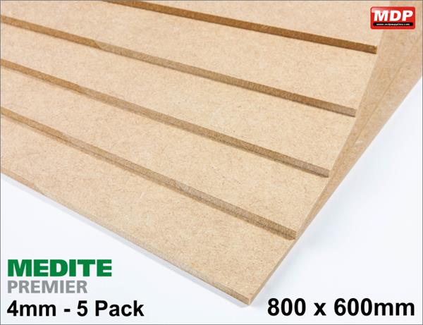 4mm Medite Prem MDF 800x600mm - 5 pack