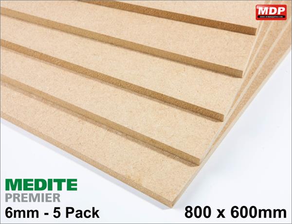 6mm Medite Prem MDF 800x600mm - 5 pack