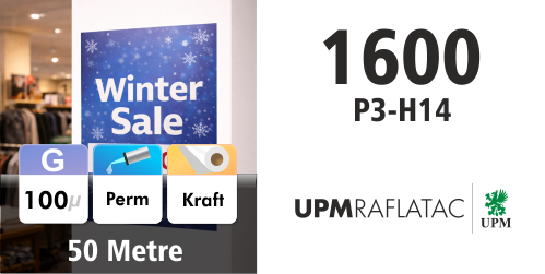 UPM100 1600 Mono White Gloss 1600mm - 50m